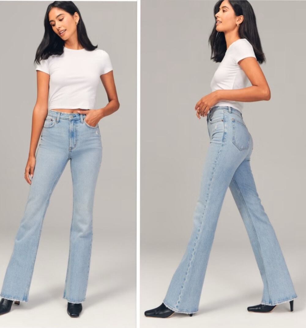Abercrombie & Fitch The Vintage Flare High Rise Medium Wash Jeans 26 Y2K Western